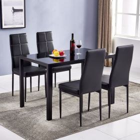 Simple Assembled Tempered Glass & Iron Dinner Table Black(Replacement